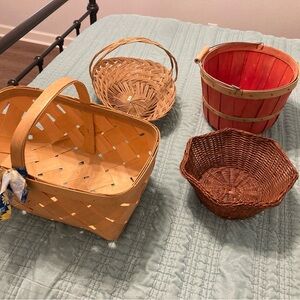 Rustic Woven Basket Set - Brown and Red